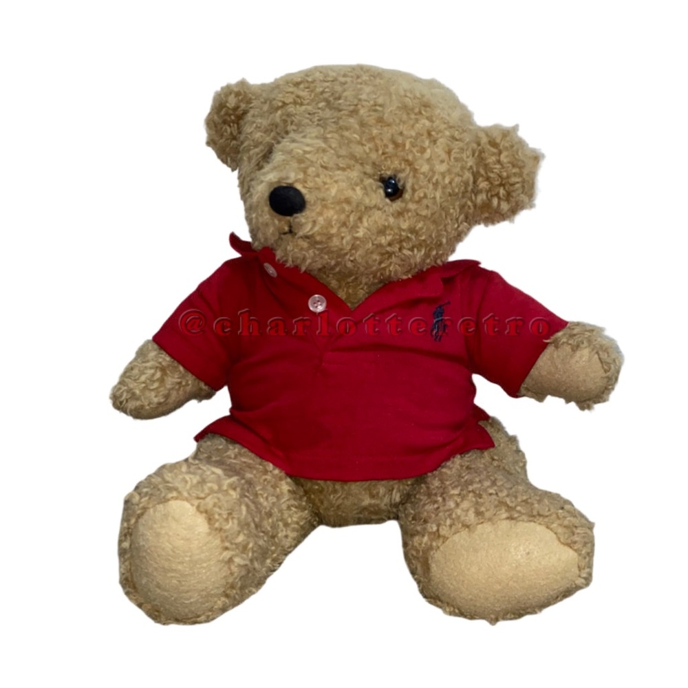 Ralph Lauren Curly Polo Bear - Red Shirt w Navy Pony
